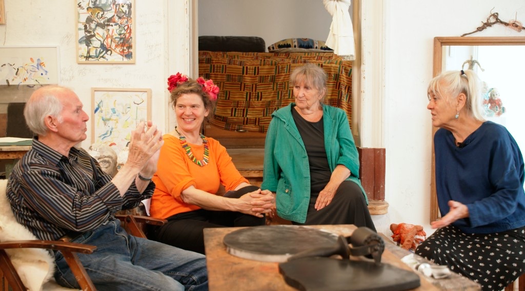Klaus Herre, ilka Leukefeld, Bärbel Herre, Sabina Grzimek im Atelier Marienburger Straße